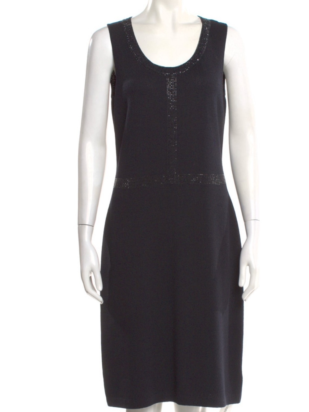 St. John Evening Black Embellished Sheath Dress – Size M / 6 - Picture 3 of 8